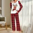 thumbnail image 4 of BLTIBY Women's Pajama Sets Christmas Printed Loose Cozy Xmas Pajamas 2 PC Long Sleeve Pleated Round Neck Tops Sleep Pants Sleepwear Set with Pockets Red L, 4 of 6