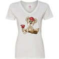 thumbnail image 3 of Inktastic Baseball Teddy Bear Women's V-Neck T-Shirt, 3 of 5