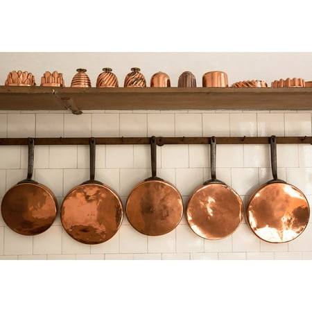 Antique Copper Molds Laminated Poster Pans Kitchen Baking Moulds Old Antique Copper Poster Print 11 x 17 ()
