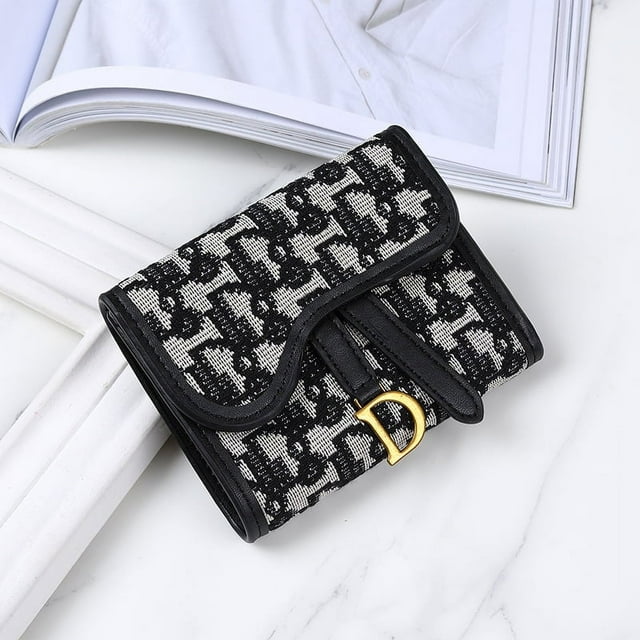 Cartera retro europea y americana para mujer, larga, de gran capacidad, con hebilla en D, multifunción, con tres pliegues y múltiples tarjetas