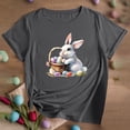 thumbnail image 2 of Mujeres Manga Corta Tops Impreso Cuello Redondo Camiseta Superior, Poliéster Spandex Vintage Humor, 2 of 3