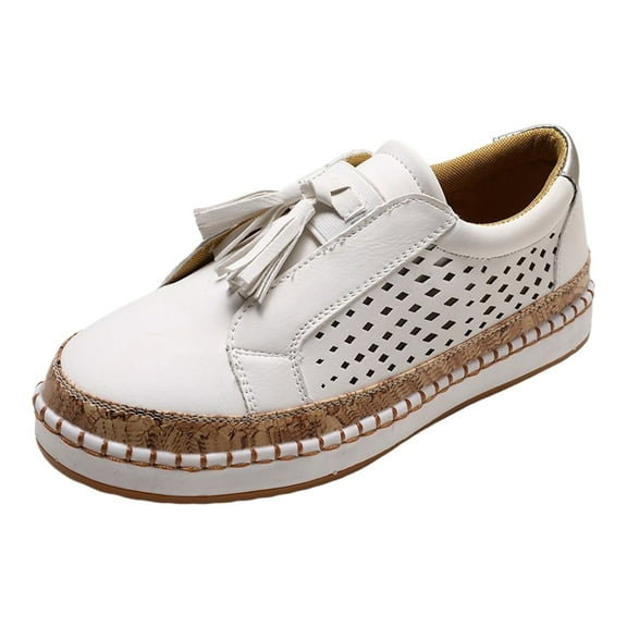 Breathable Tassel Loafers for Women Comfortable Slip On Walking Shoes Casual Hollow Out Flat Sport Sneakers