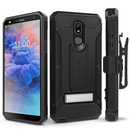 LG Stylo 5 Case, Evocel [Glass Screen Protector] [Belt Clip Holster] [Metal Kickstand] [Full Body] Explorer Series Pro Phone Case for LG Stylo 5, Black