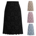 thumbnail image 3 of Joernso Bodycon Skirt Hollow Out Lace Elegant A-line High Waist Knee Length Skirt for Office, 3 of 8