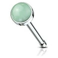 thumbnail image 2 of Nose Bone Stud Ring with Semi Precious Stone Set 316L Surgical Steel 20G 6mm, 2 of 7