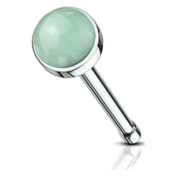 Nose Bone Stud Ring with Semi Precious Stone Set 316L Surgical Steel 20G 6mm