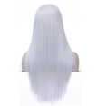thumbnail image 5 of RightOn 28" White Wigs Straight Long Hair Wigs with Bangs Women Fashion Heat Resistant Synthetic Natural Looking Wig for Cosplay Party or Daily Use with Wig Cap, 5 of 6