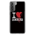 thumbnail image 1 of DistinctInk Clear Shockproof Hybrid Case for Galaxy S21+ PLUS 5G (6.7" Screen) - TPU Bumper, Acrylic Back, Tempered Glass Screen Protector - I Heart Zombies, 1 of 2