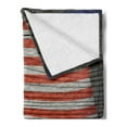 thumbnail image 2 of USA Soft Flannel Fleece Throw Blanket, Fourth of July Independence Day Wooden Rustic Floor Log View Wall Rippled Image, Cozy Plush for Indoor and Outdoor Use, 60" x 80", Blue Red Umber, by Ambesonne, 2 of 5