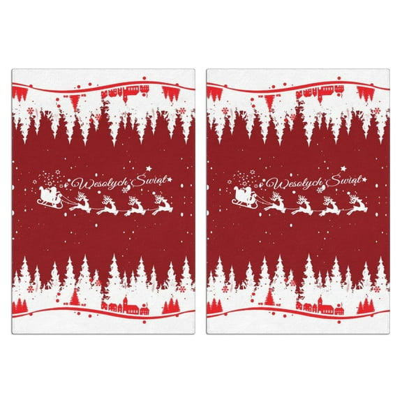 Christmas Kitchen Towels Set of 2-Tree & Plaid & Snowflakes Leaf Printed Tea Towels(18x26 inch)-Absorbent Cotton Home Decor for Christmas,Housewarming Gifts.