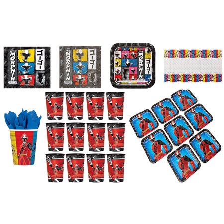 - Power Rangers Party Bundle: 16x Plates, 32x Napkins, 16x Cups, Table Cover