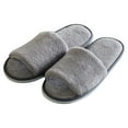 thumbnail image 4 of dianhelloya Unisex Solid Color Coral Fleece Warm Open Toe Home Indoor Shoes Hotel Slippers Grey, 4 of 8
