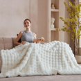 thumbnail image 4 of 50x60 Inches Ultra-Soft Fuzzy Faux Fur Plush Throw Blanket, Thick Warm Sherpa Couch for Sofa Bedroom Camping Decorative, Cozy Warmth, Bubble Ivory, White, 4 of 6