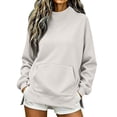 thumbnail image 2 of Dwellite Mock Neck Sweatshirt for Women Fall Turtleneck Long Sleeve Tops Oversized Pullover for Daily Wear,Sports,Going Out White 3XL, 2 of 7