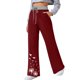 thumbnail image 1 of Gibobby leggings moda Pantalones largos de mujer con bolsillos Pantalones deportivos casuales Pantalón con cordón de cintura alta Pantalones de pierna recta Pantalón deportivo（Rojo， M), 1 of 5