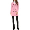 thumbnail image 1 of Abrigo de invierno para mujer INSPIRE CHIC con solapa muesca, abrigo trench de doble botonadura, XS, rosa polvo, 1 of 7
