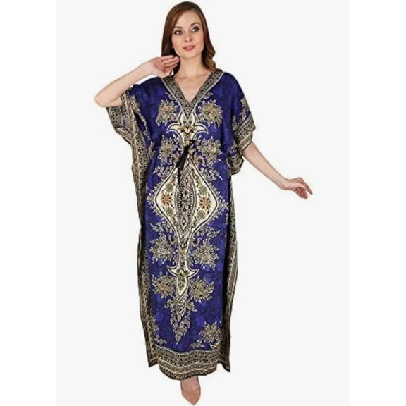 Women's Long Kaftan Maxi Tunic Caftan Gown Top Night Dress One Size
