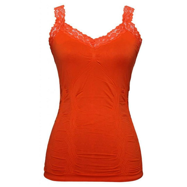 Womens Lace Trim Camisoles - Flame