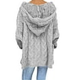 thumbnail image 4 of Women's Oversized Chunky Cable Knit Pullover Hooded Sweaters V Neck Long Sleeve Loose Hoodies Plus Size 2024 Slouchy Knitwear, 4 of 8
