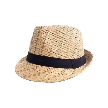 Men / Women's Summer Vintage Straw Fedora Hat 745_Brown
