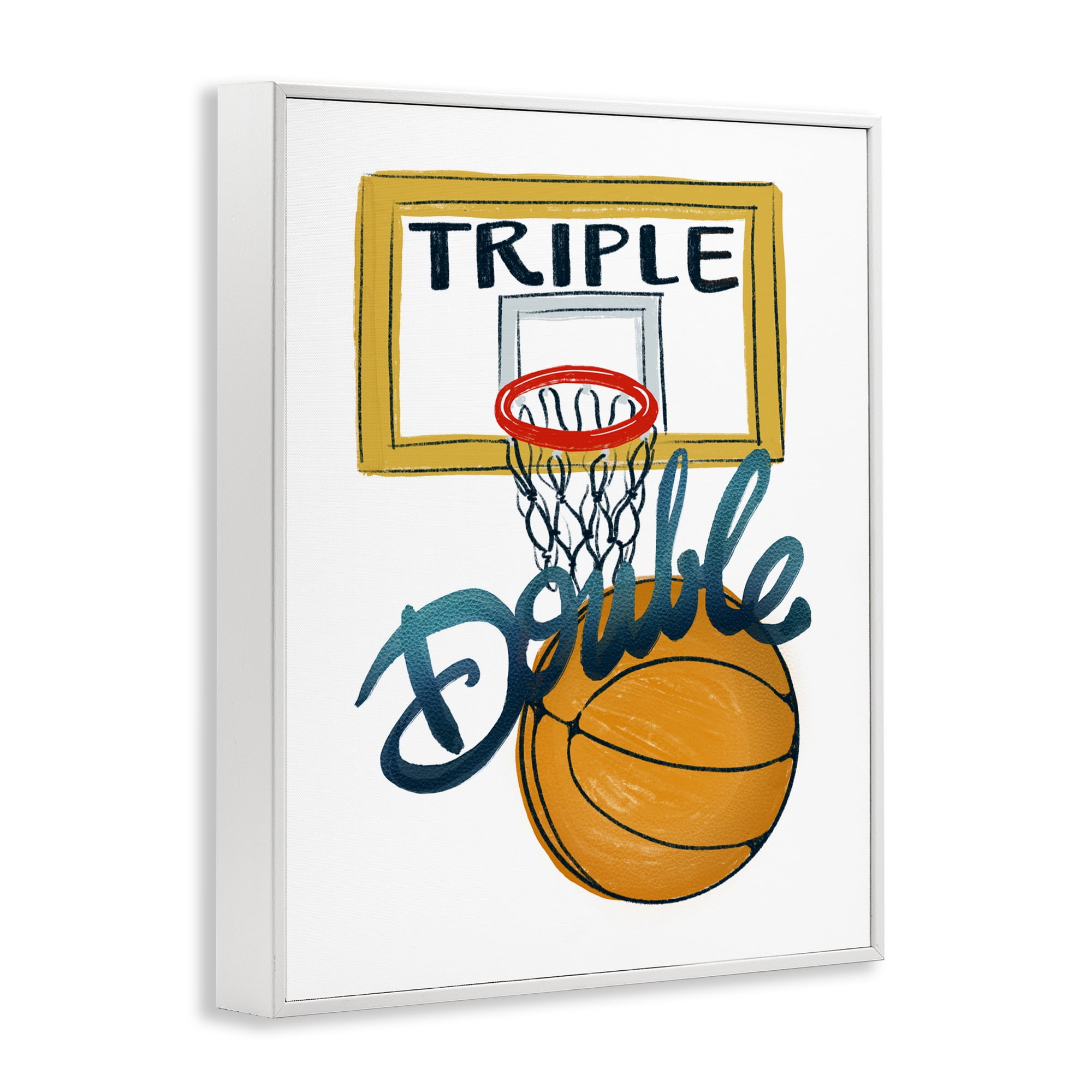 Triple Double Basketball White Framed Giclee Art, design by Connie Summers