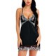 thumbnail image 1 of Ropa de dormir de verano para mujer, camisón Sexy con cuello en V, camisón informal, pijama de encaje cómodo, ropa de dormir de vendaje de Color sólido negro xuanjing unisex, 1 of 2