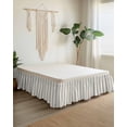 thumbnail image 2 of Blue Striped Wrap Around Bed Skirts for King Bed 16" Drop, Bed Skirt with Adjustable Elastic Belt Dust Ruffle Bed Valance for Bedroom Hotel Luxury Modern Farmhouse Stripes Rustic Bed Frame Cover, 2 of 7