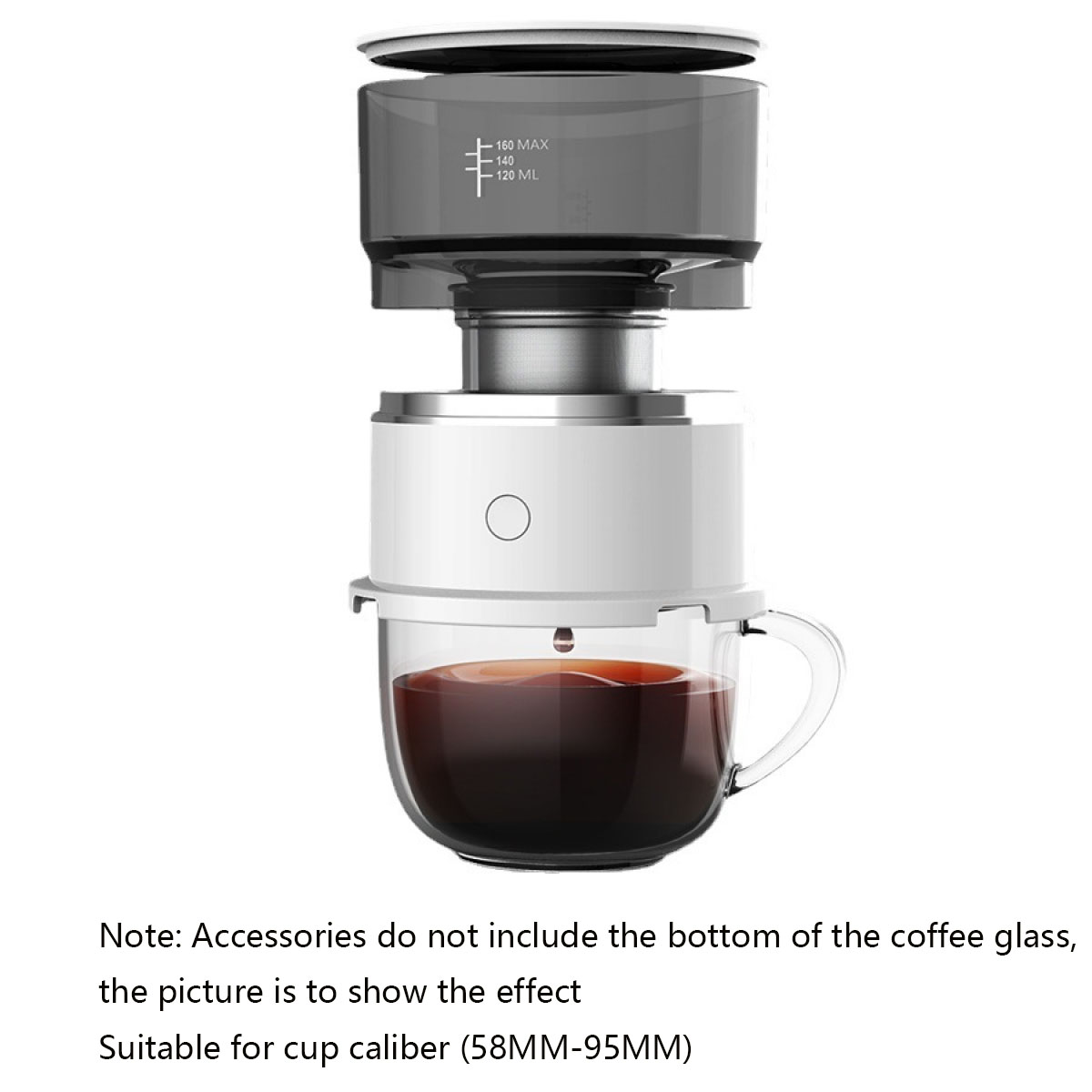 AOLIGEI Electric Hand Drip Coffee Pot Portable Mini Coffee Maker with Double-layer Filter, Paperless Brewing On-the-GoWhite