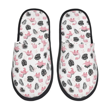 Balery Cute Dinosaur Slient Indoor Furry Fleece Comfort House Shoes Soft Non-Slip Home Shoes Cotton slippers House Slippers-- Large