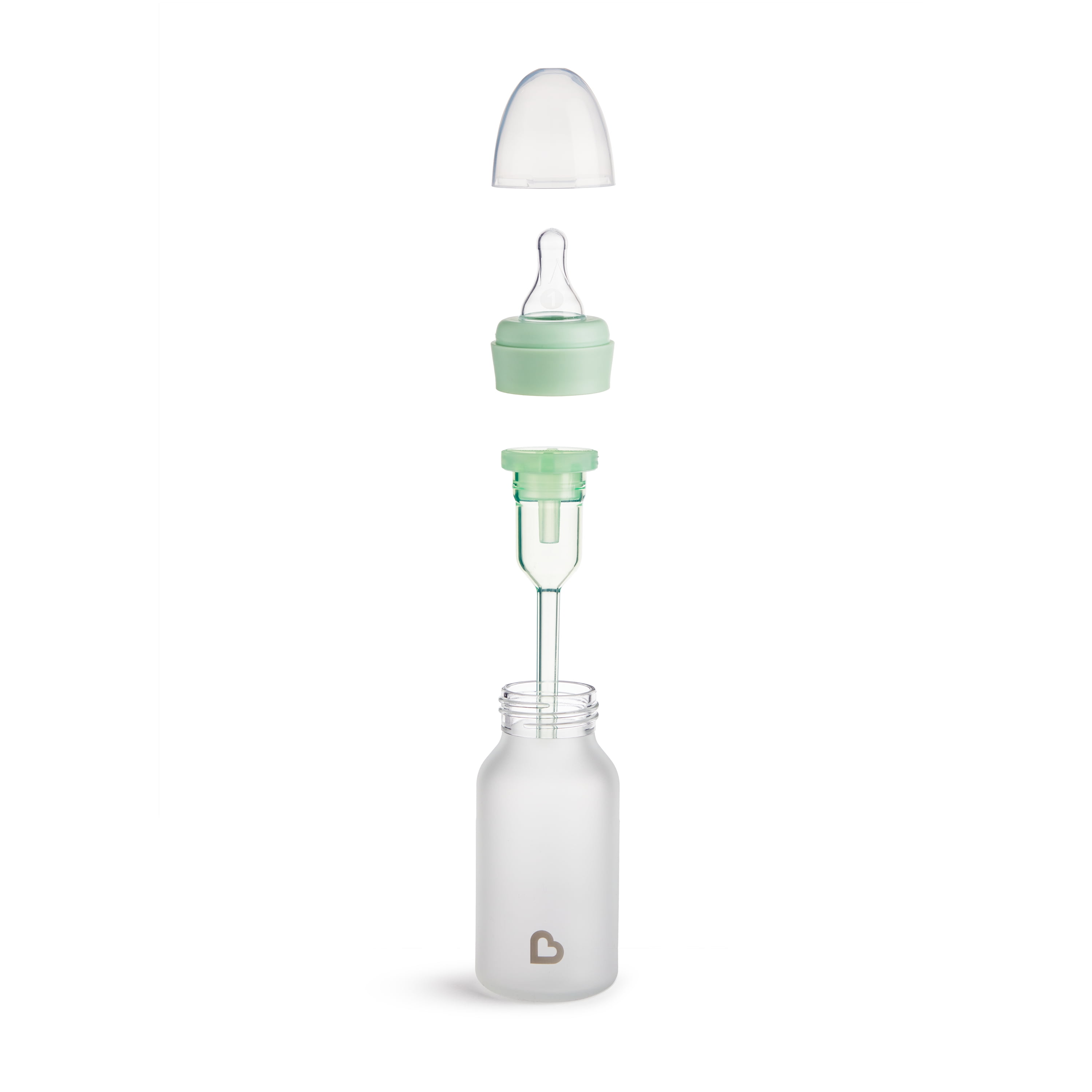 Munchkin Bond™ Silicone Coated Glass Baby Bottles - Anti-Colic Feeding System with Natural Feel Nipples, 4 ounce, 2 Pack, Green