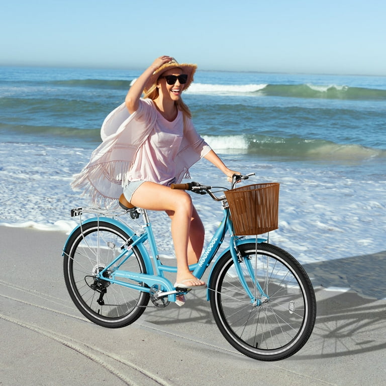 MOONCOOL Speed Beach Cruiser Bike for Adults, 24 26 inch Womens - Main Image