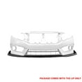 thumbnail image 2 of Ikon Motorsports Front Bumper Lip Spoiler Lower Air Dam Chin Splitter Bodykit Replacement Compatible With 2016-2018 Honda Civic Coupe Sedan CS Style PU Polyurethane Unpainted Black, 2 of 3