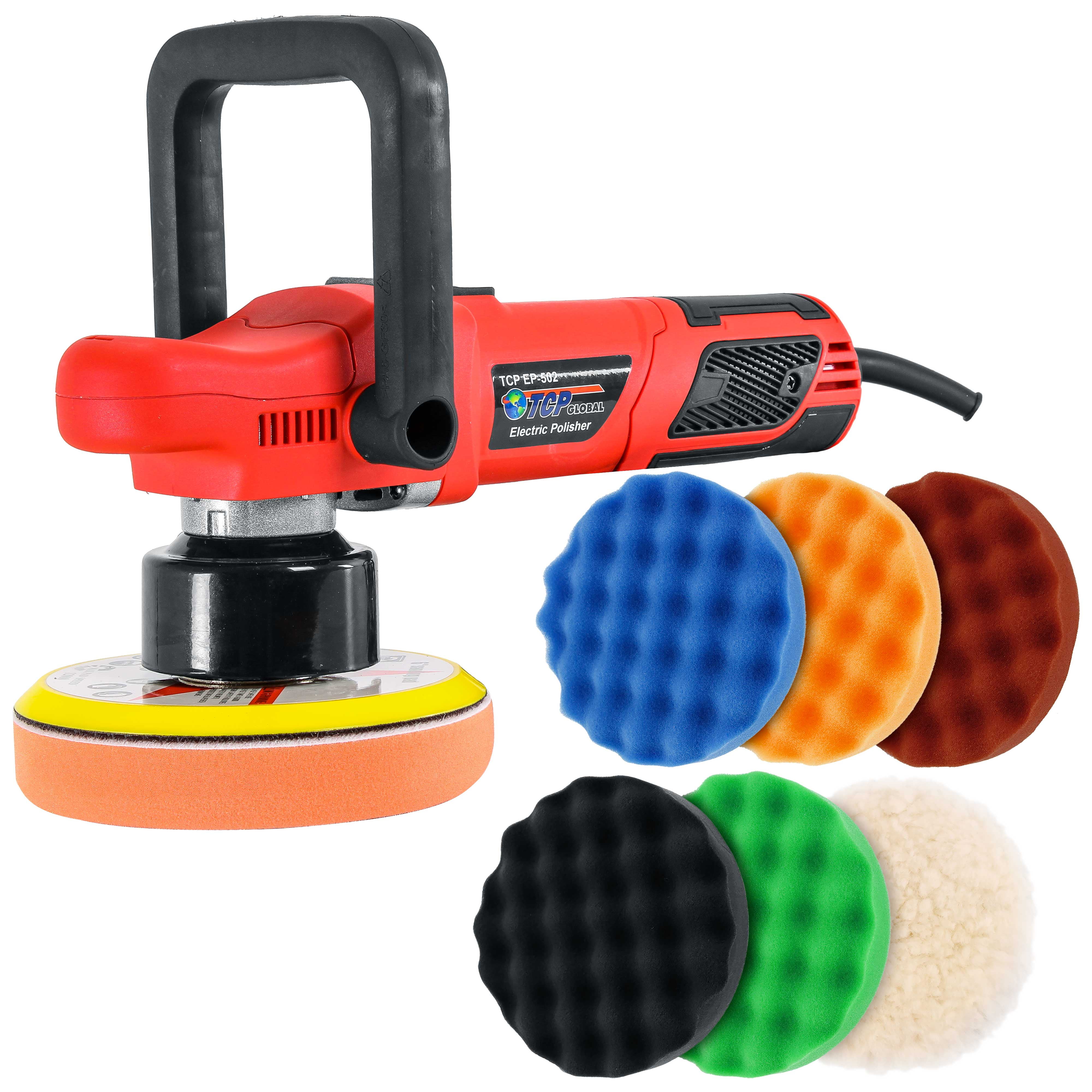 3 Pad Buffing Kit with 3-6/" Waffle Foam Grip Pads /& 5//16/"-24 Hook /& Loop Pad