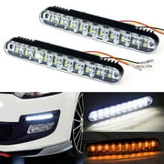 Deyared Automotive Interior and Exterior Auxiliary Lights Automotive Ambient Lighting 2x 30 LED Car Daytime Running Light DRL Daylight Lamp with Turn Lights on Clearance