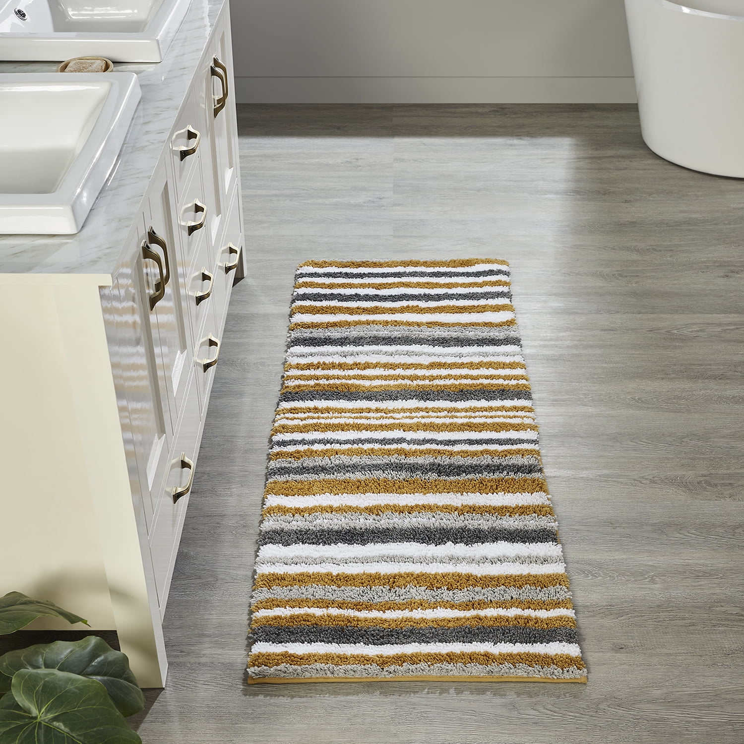 Better Trends 3 Piece Bathroom Rug Set 100% Polyester Soft Water Absorbent Non Slip Bath Mat Machine Washable Rug Griffie Collection - Yellow
