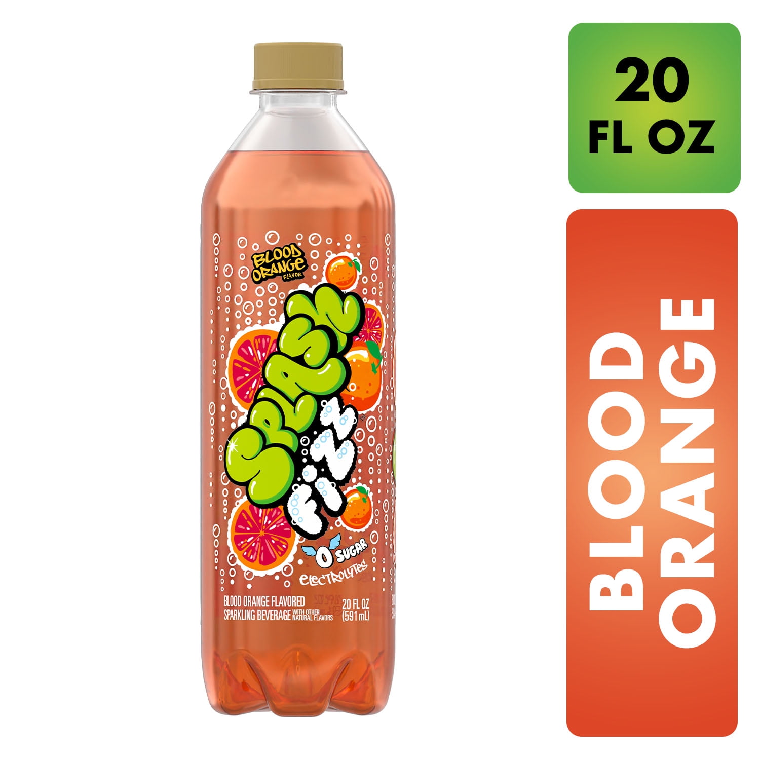 Splash Fizz, Blood Orange Flavor Sparkling Water Beverage, 20 Fl Oz Plastic Bottle