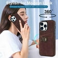 thumbnail image 5 of TECH CIRCLE Ring Stand Case for iPhone 14 Pro Max, Shockproof Wallet Back Card Holder PU Leather Slim Fit Folio Protection Cover, Coffee, 5 of 8