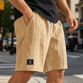 thumbnail image 2 of FINALGANG Mens Elastic Drawstring Jacquard Knit Label Patch Casual Shorts Summer Daily Loose Fit Soft Breathable Side Pocket Walking Bottoms For Men Gold XXL, 2 of 6