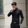 thumbnail image 2 of Camisa casual de manga larga para hombre, corte ajustado, vestimenta profesional de negocios, suaviza tu silueta, ropa de trabajo, ropa de carrera, 2 of 4