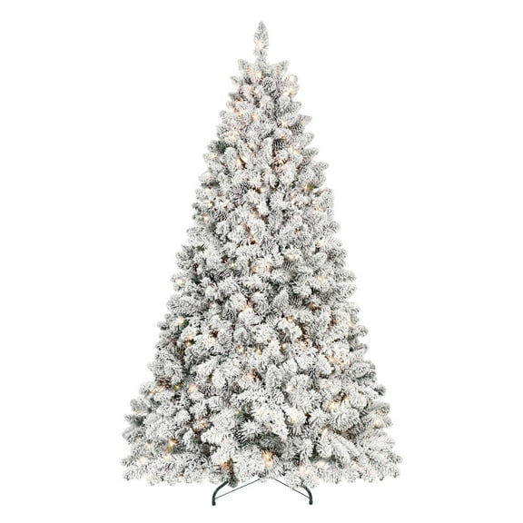CZMDZH 4ft Pre-Lit Flocked Artificial Christmas Tree with Pine Cones, Hinged Automatic Xmas Tree with UL Lights, Pre-Decorated Mini Tree for Party Tabletop & Desk