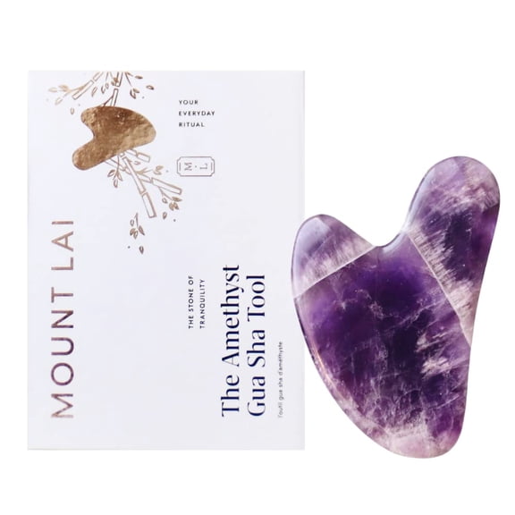 Mount Lai Amethyst Gua Sha Facial Tool – The Stone of Inner Clarity – 100% Genuine Amethyst Stone Face Sculpting Tool for Lymphatic Drainage, Puffiness Reduction & Confident Radiance