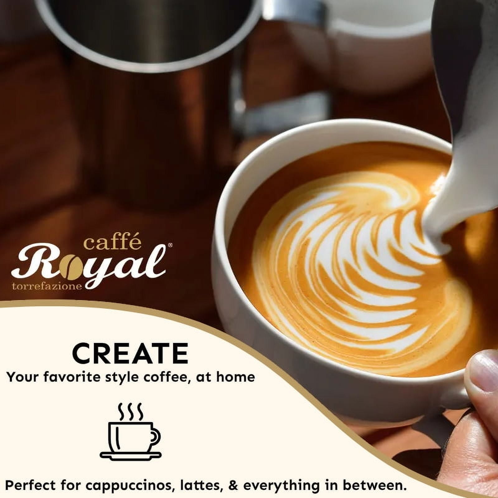 Royal Caffé Italian Coffee Pods, Crema Blend Medium Dark Roast, Arabica & Robusta Beans, for Nespresso Original Machine Compatible, 100 Count (1 Pack) Capsules, Made in Italy