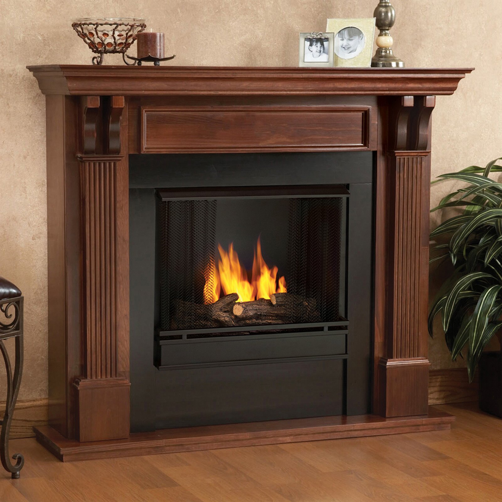 Real Flame Ashley Indoor Gel Fireplace - Mahogany - Walmart.com