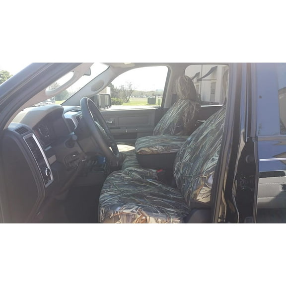 DG15 2011-2012 1500-3500 Dodge Ram with the following seat configuration. Seat configuration: Front 40/20/40 split seat with opening center console in Camo Endura