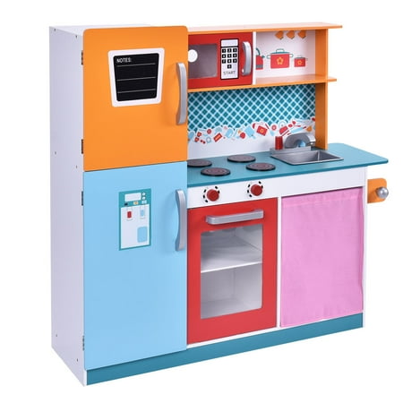 CostwayWood Kitchen  Toy  Kids Cooking Pretend Play Set  