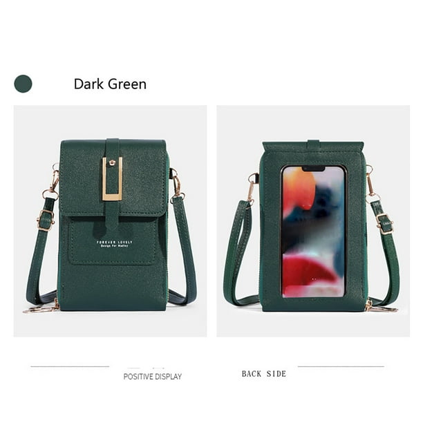 Yhmxh Organizadores y almacenamiento Bolsos para teléfono con pantalla táctil para mujer, minibolsos cruzados de cuero para teléfono móvil, cartera de hombro con ranuras para tarjetas de crédito