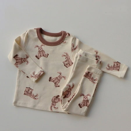

DancePeanut Baby Clothes Spring Cotton Soft Cute Bear Bunny Long Sleeve Trousers Romper Home Service Suit Unisex Sleepwear Pyjama