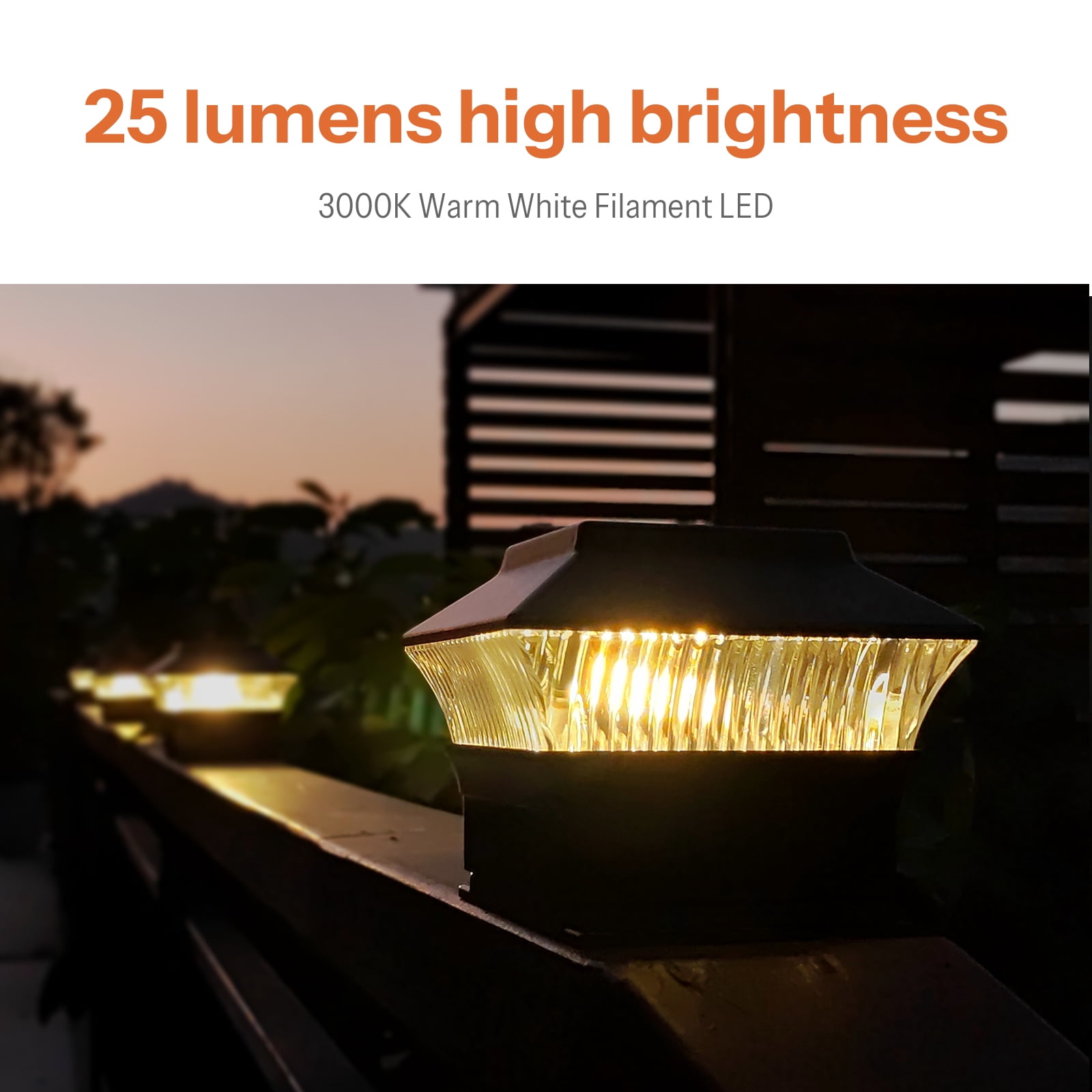 Involux Solar Post Cap Lights Outdoor, Waterproof LED Deck Fence Post Light for 4x4 Vinyl Post and Wooden Flat Surface 25 Lumen 3000K Warm White Garden Patio Decoration Light, Black 8 Pack IL0108-08