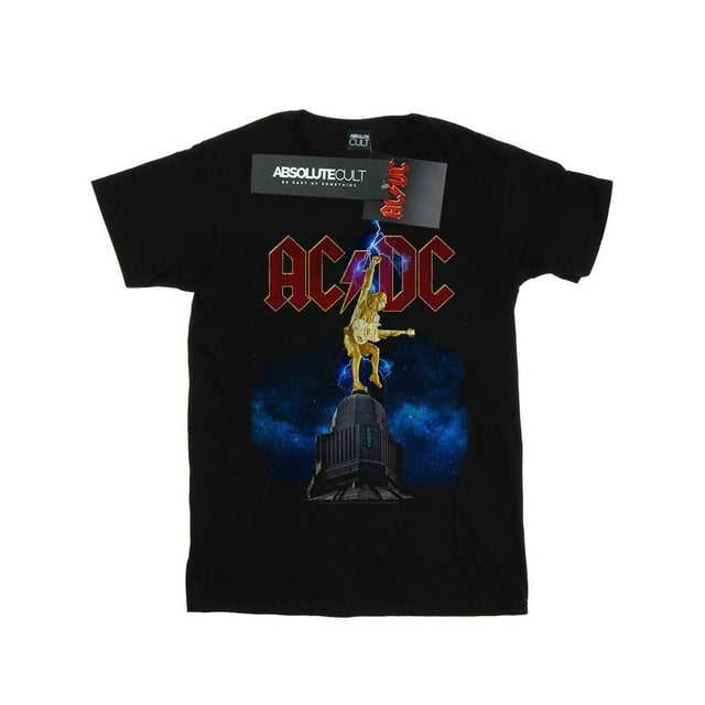 AC/DC T-Shirt en Coton pour Filles à Tige Rigide avec Lèvre Éclair