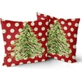 thumbnail image 2 of Christmas Pillow Covers 18x18 Inch Set of 2, Xmas Tree Green Red Colored Polka Dots Decorative Throw Pillow Cases Cushion Covers Winter Themed Holiday Decoration Gift Farmhouse Sofa Couch Bed Decor, 2 of 6
